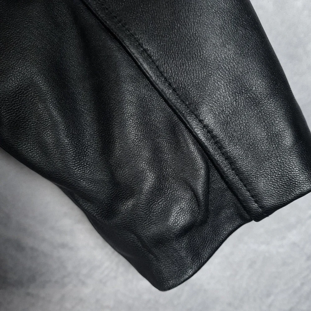 Hold'em Poker Jacket Mens 2XL Black Leather Full Zip Insulated Lined Motorcycle